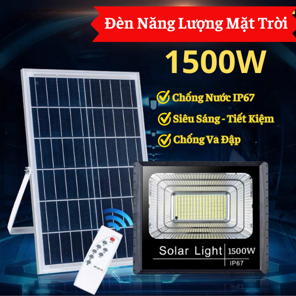 BẢO HÀNH 2 NĂM DÂY 5M - Đèn năng lượng mặt trời ngoài sân và trong nhà 1500W siêu sáng 15000mAhĐèn pha Led năng lượng mặt trời pha 500W Solar Chip Led Siêu Sáng chống nước