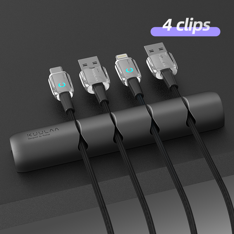 KUULAA Kẹp cáp silicone linh hoạt có độ bền cao Giá đỡ dây gọn gàng Cáp sạc Cáp tai nghe Chuột Aux K