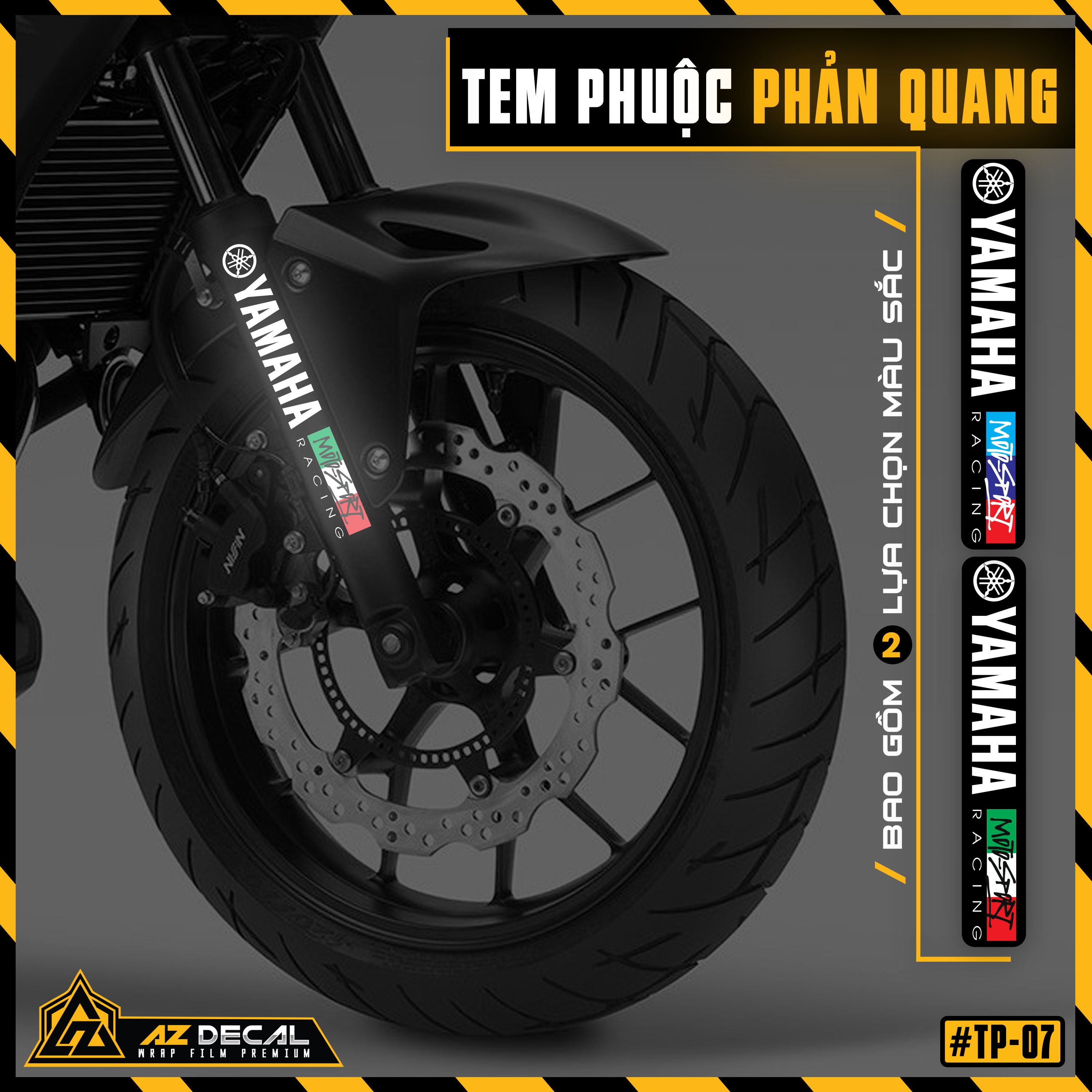 Tem Dán Phuộc Trước Yamaha Moto Sport Racing | TP07 | Decal Phản Quang Chống Nước Bám Dính Tốt - Azd