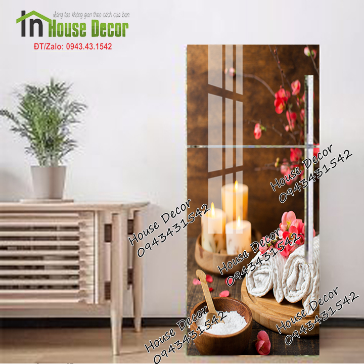Tranh dán trên tủ lạnh chuyên để dùng siêu đẹp Spa. giấy ốp tường tủ lạnh siêu bền đa dạng hình thức