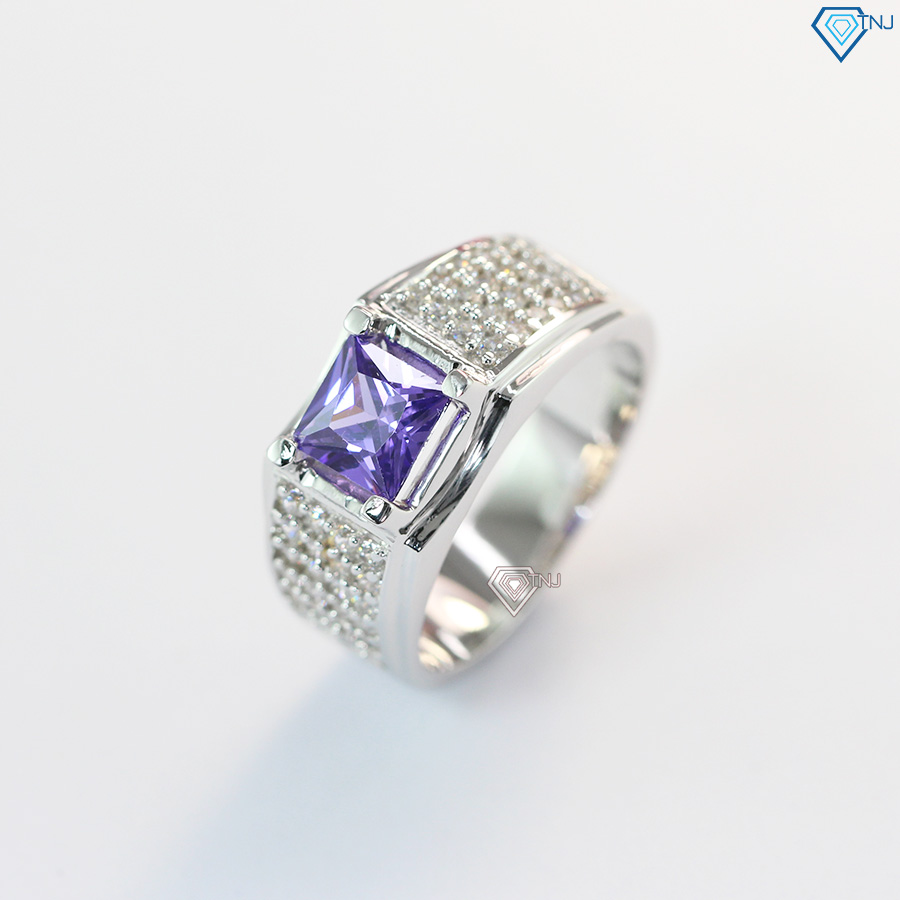 Nhẫn nam bạc 925 đính đá tím cá tính NNA0081 - Trang Sức TNJ