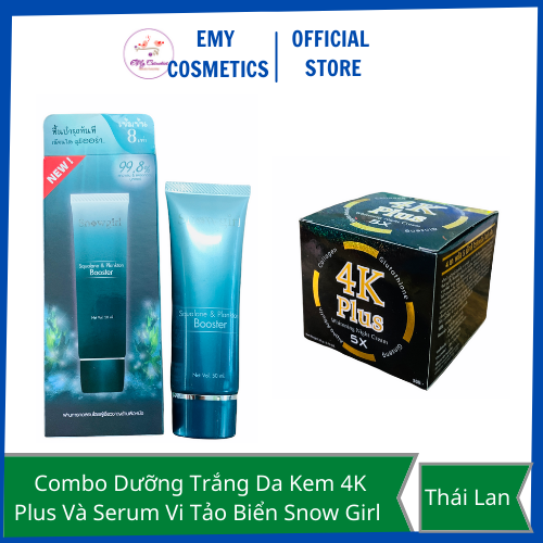 [Hcm]Combo Dưỡng Trắng Căng Bóng Mịn Da Kem 4K Plus 5X Mẫu Mới Và Tuýp Serum Tảo Biển Snow Girl Thái Lan