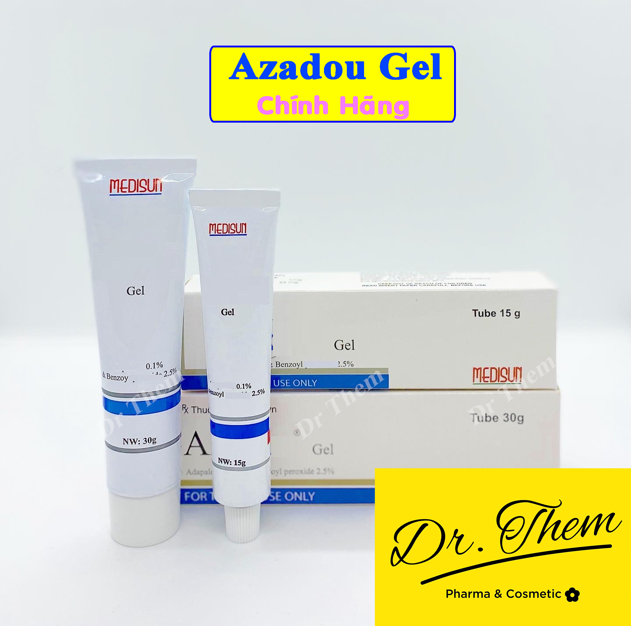 Azado Gel 15G - 30G Giảm Mụn Trứng Cá Mụn Ẩn Mụn Đầu Đen - Medisun - Dược Mỹ Phẩm Dr Thêm