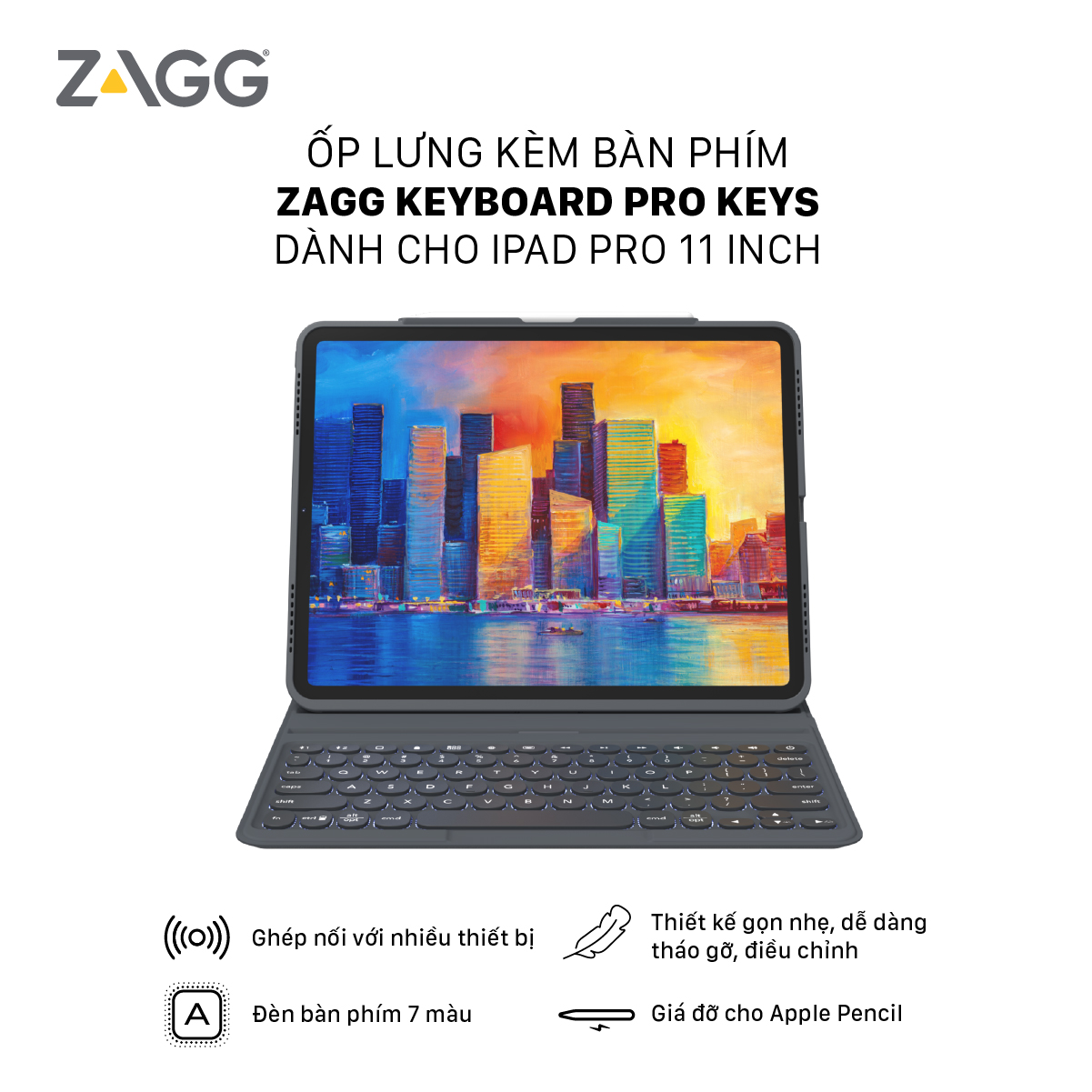 Ốp lưng kèm bàn phím ZAGG Pro Keys iPad Pro 11 inch - 103408986