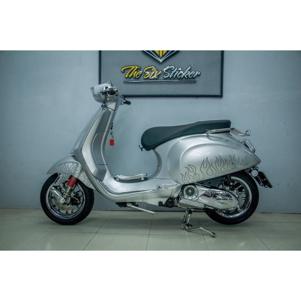 Tem rời Vespa Sprint Style Justin Bieber lửa bạc xám in sắc nét 3 lớp không phai màu CM00152