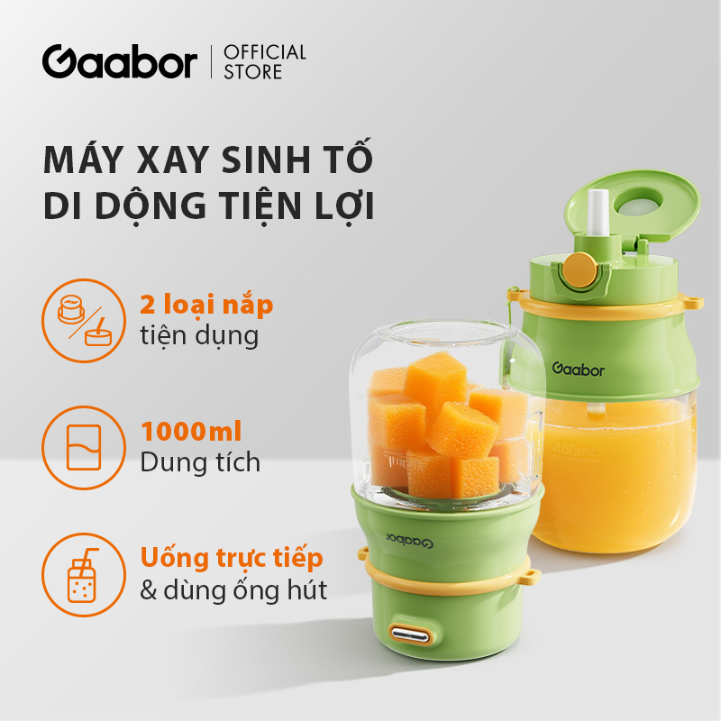 Nâng cấp - Cốc xay sinh tố cầm tay mini Gaabor FP03T-WH01A/JM-M01A 350ml công suất 50W ly máy xay nh