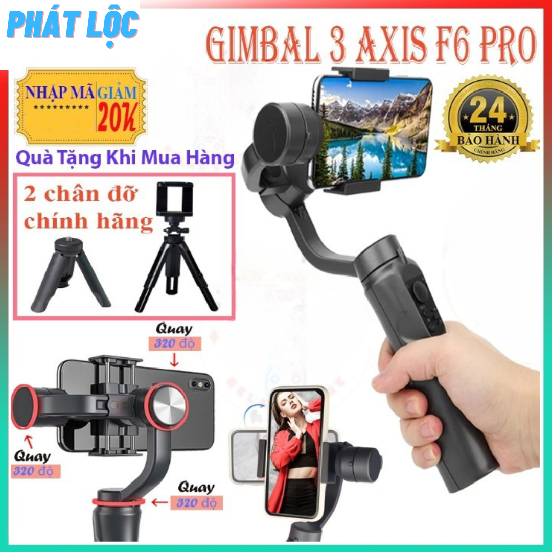 [ Bảo Hành 12 Tháng ] Gậy Chống Rung Điện Thoại F6 - Gimbal Chống Rung Cho Điện Thoại 3 Trục - Gậy Q