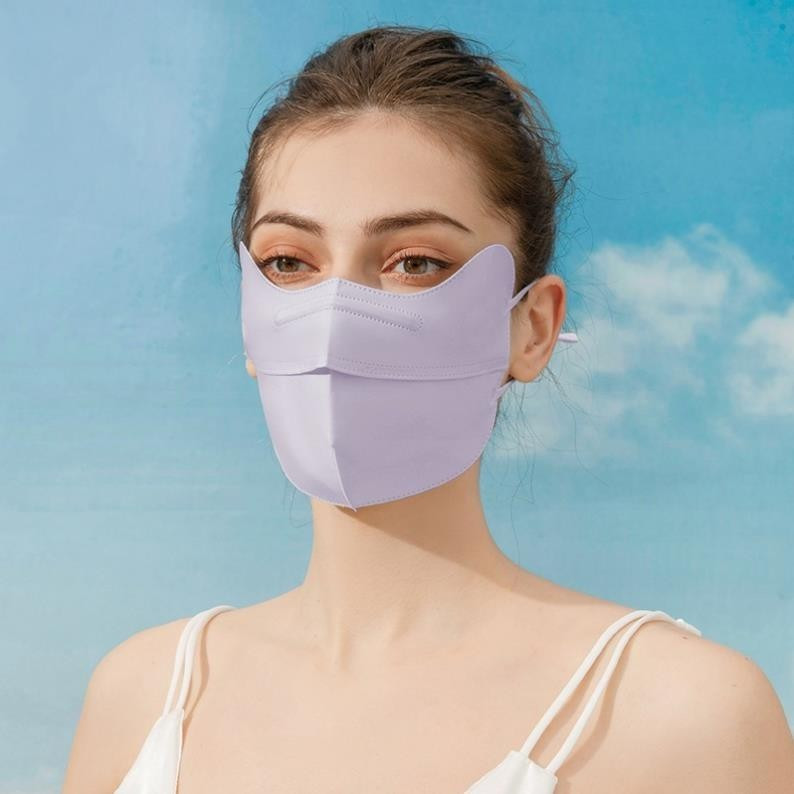 Khẩu trang chống tia UV khẩu trang vải không dệt chống nắng che gò má UPF50+ màu pastel thời trang -