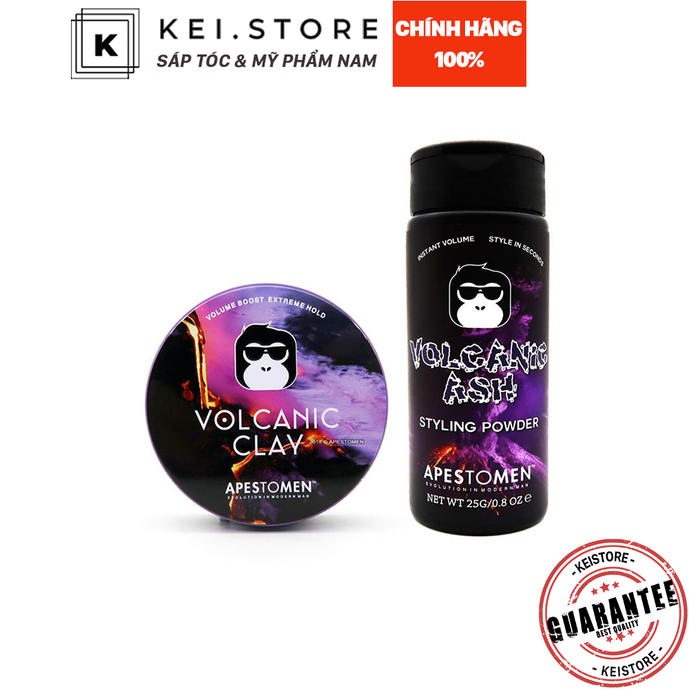 Combo Sáp Tóc Bột Tạo Phồng Apestomen Volcanic