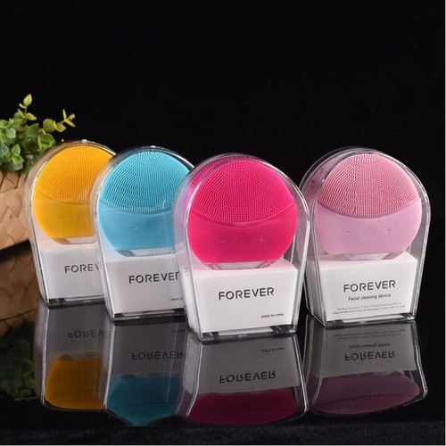 Máy rửa mặt sóng âm Forever Lina Mini chất liệu silicon pin sạc massage mặt đa chế độ dùng được cho nhiều loại da: da thường da hỗn hợp da dầu da nhạy cảm và da nam giới mát xa rung nhiều chế độ chăm sóc da mặt