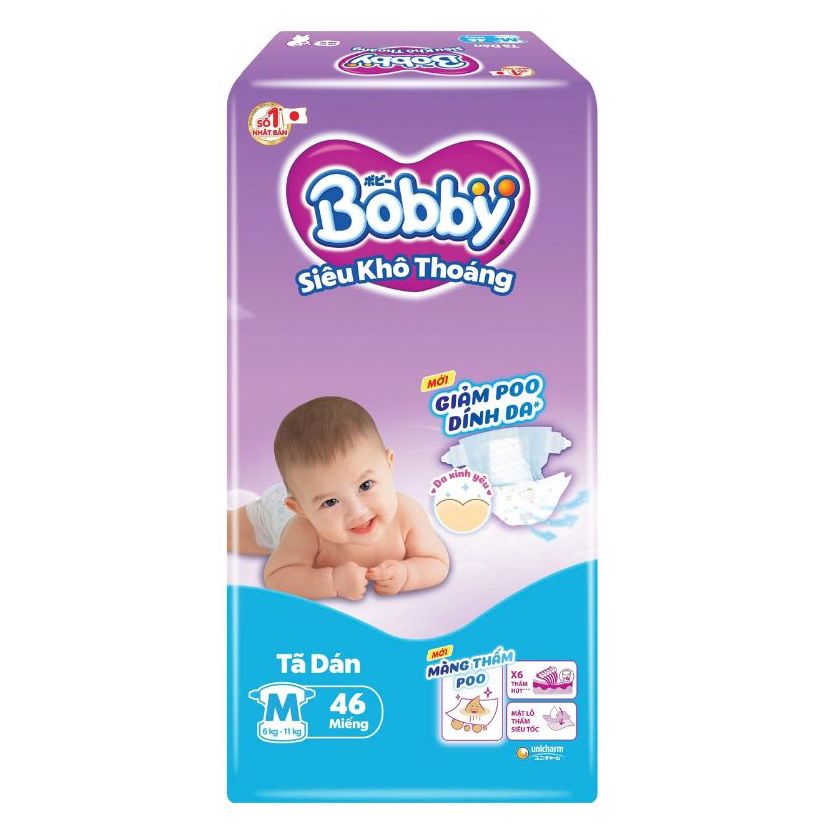 Tã Dán Sơ Sinh Bobby Siêu Thấm Khô Thoáng Date Mới Nhất NB70+4 / S80+2 / M46 / M76 - Thanh Ngân Shop