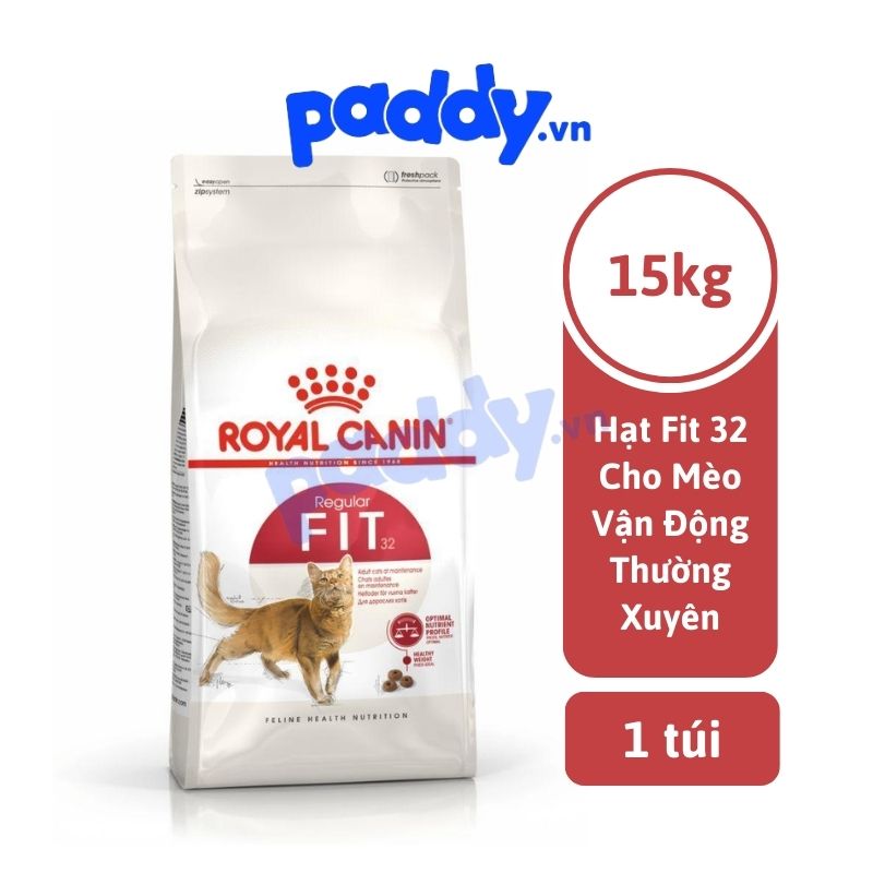[10kg-15kg] Hạt Cho Mèo Trưởng Thành Vận Động Thường Xuyên Royal Canin Fit 32