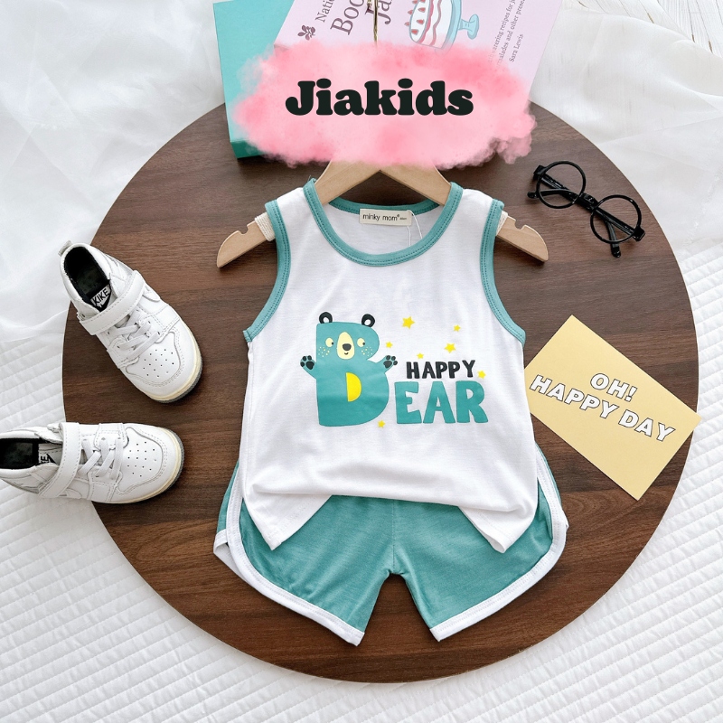 Bộ quần áo ba lỗ hiệu Minky mom Cho bé trai, bé gái 0-8 tuổi (8-27kg) - Mã: BL-IN82