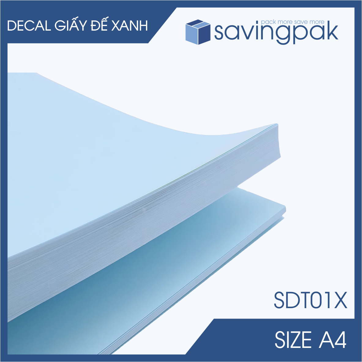 SDT01X - Xấp 50 tờ giấy decal đế xanh khổ A4 - Giấy in đơn hàng nhãn dán sticker đế xanh