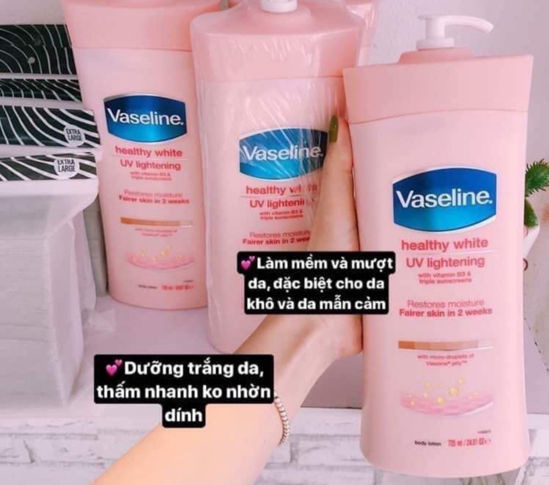 Sữa Dưỡng Thể VASELINE Heathy White Cân Bằng Độ Ẩm – Mịn & Sáng Da 725ml