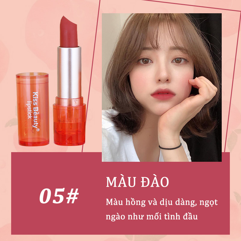 [HCM][Peachy Sis Shop] KISS BEAUTY 3D son 6 màu dưỡng ẩm lâu trôi – sang chảnh