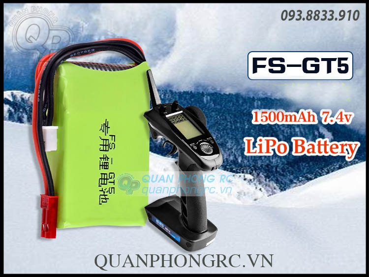 Pin TX 1500mAh 2S 8C 7.4V LiPo Battery For Flysky FS-GT5 Microzone Dumbo Transmitter JST Plug