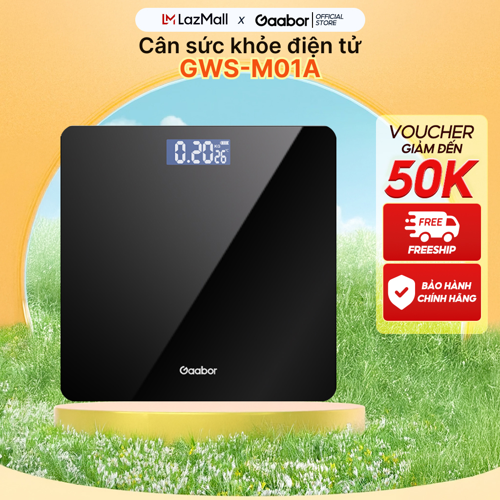 FLASH SALE Cân sức khỏe điện tử Gaabor GWS-M01A thông minh màn hình LED sạc USB  - Kèm thước dây - H