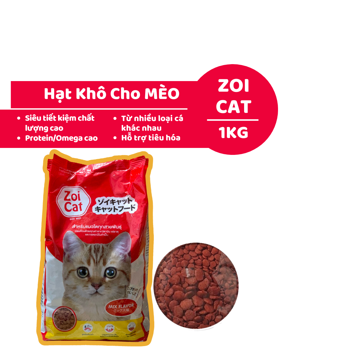 Hạt Mèo ZOI CAT 1kg Thức Ăn Cho Mèo Giá Rẻ