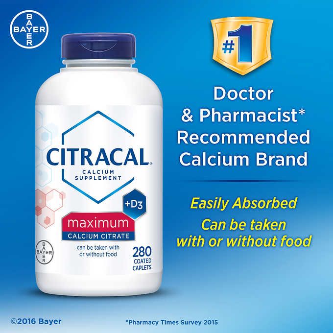 Viên uống bổ sung Canxi Citracal Maximum Calcium Citrate +D3 280 viên - [MỸ]