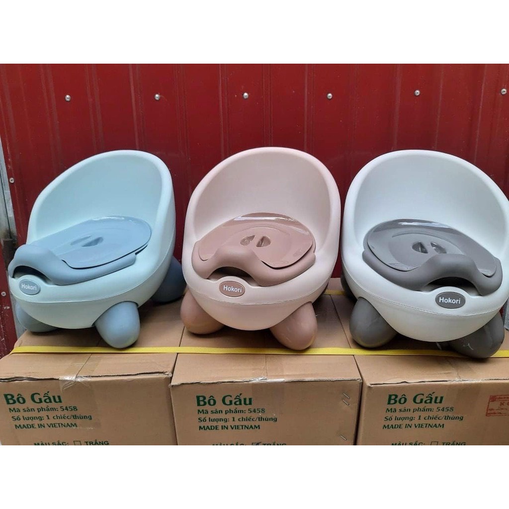 Bô Cho Bé Đi Vệ Sinh Cao Cấp Giúp Bé Tập Đi Vệ Sinh Bô Gấu Hokori Có Ngăn Chứa Có nắp đậy Dễ Tháo Lắp Để Chùi Rửa nhựa Việt Nhật