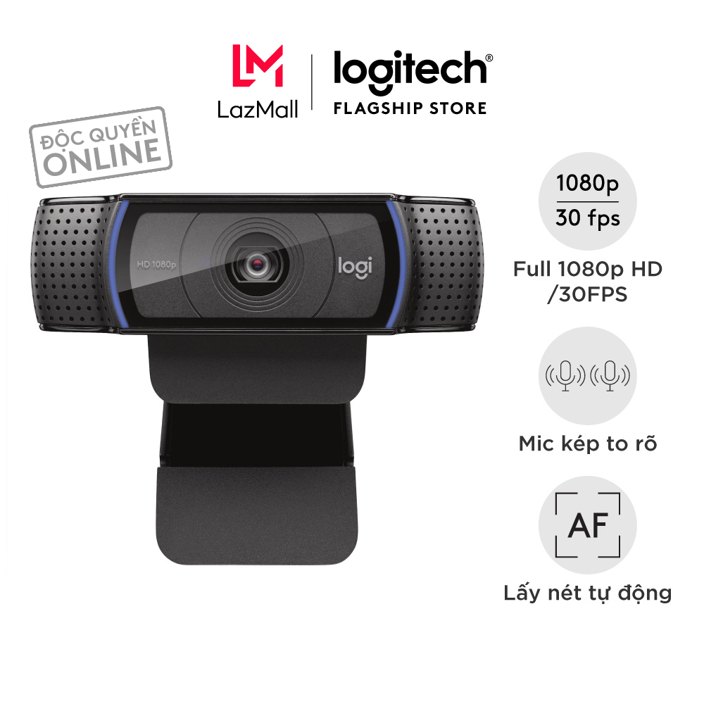 Webcam Logitech C920 Pro Full HD 1080p 30FPS - micro kép to rõ tự động lấy nét và chỉnh sáng HD thấu