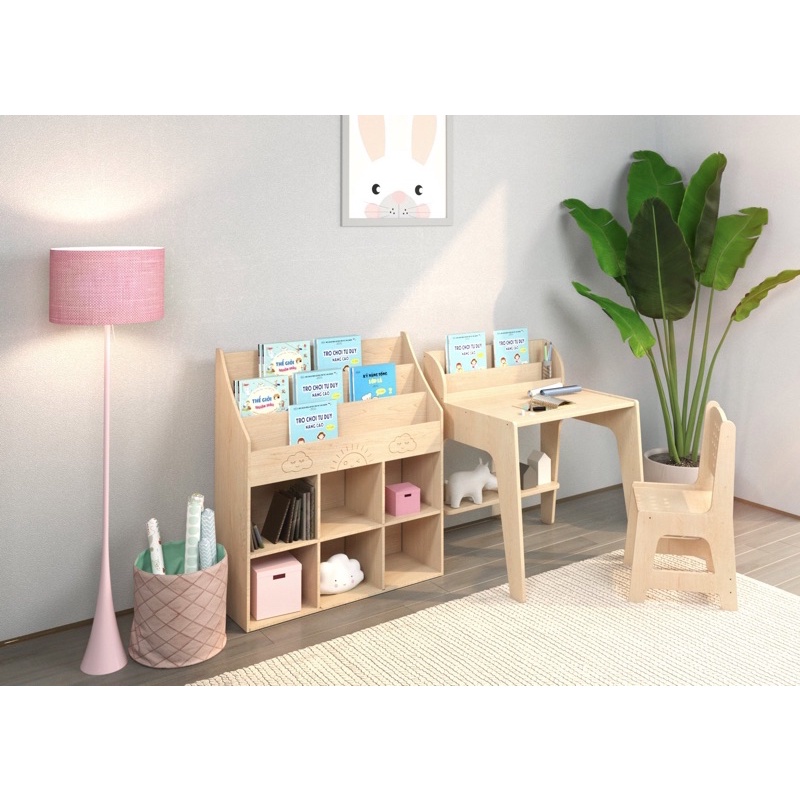 Bộ bàn ghế tiểu học phong cách minimalism tăng sự tập trung cho bé bàn ghế học sinh gỗ plywood tiêu