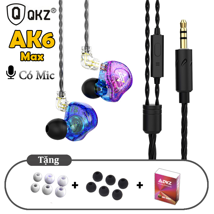 Tai nghe nhét tai QKZ AK6 Pro Max - 2 Driver Hybrid, Dây 3.5mm, Trọn Bộ Phụ Kiện