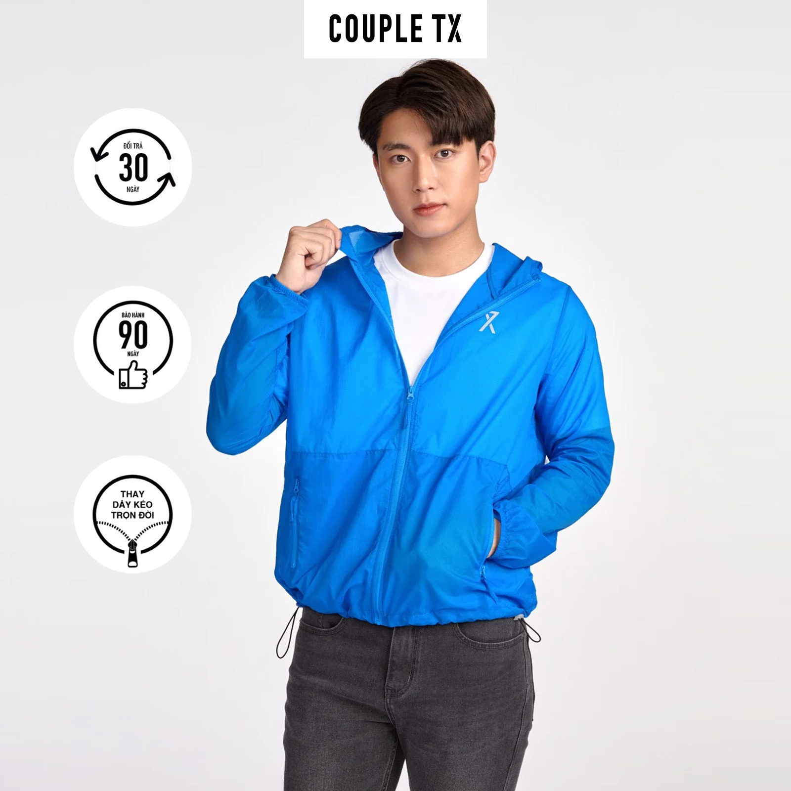 [1.1 - 31.1 Voucher lên đến 200K] Áo Khoác Nam COUPLE TX - Dù Mỏng Nhẹ Có Nón Tránh Gió Regular Fit 