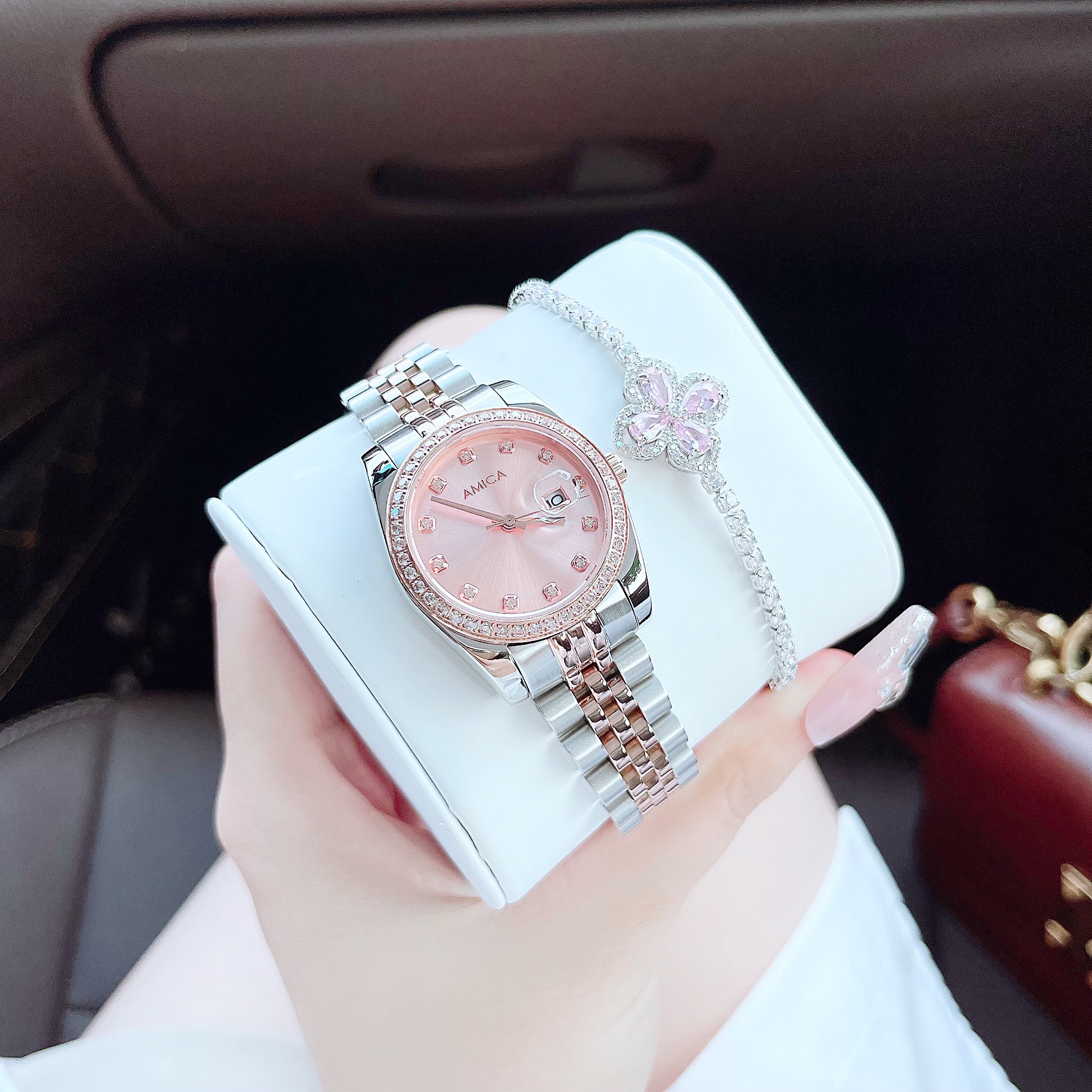 Đồng hồ đeo tay nữ chính hãng dây kim loại AMICA A059 size 32mm fullbox cao cấp chống nước  shop kiw