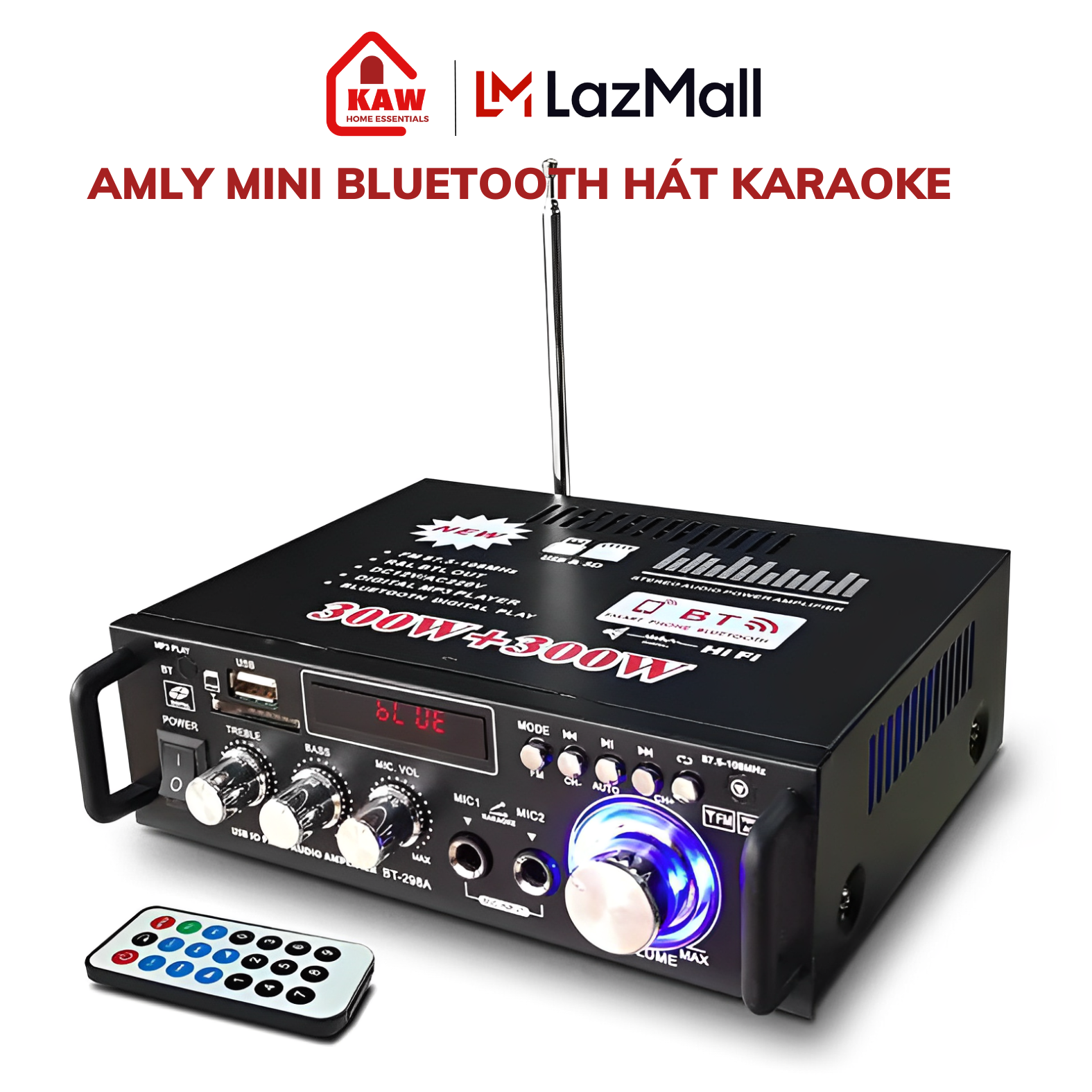 Amply Karaoke Mini Amly Mini Bluetooth KAW-BT298A Hàng Cao Cấp Loại 1 Bảo Hành 12 Tháng Lỗi 1 Đổi 1