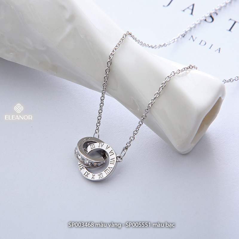 Dây chuyền nữ titan Eleanor Accessories vòng cố hình tròn đôi đính đá khắc số la mã phụ kiện trang s