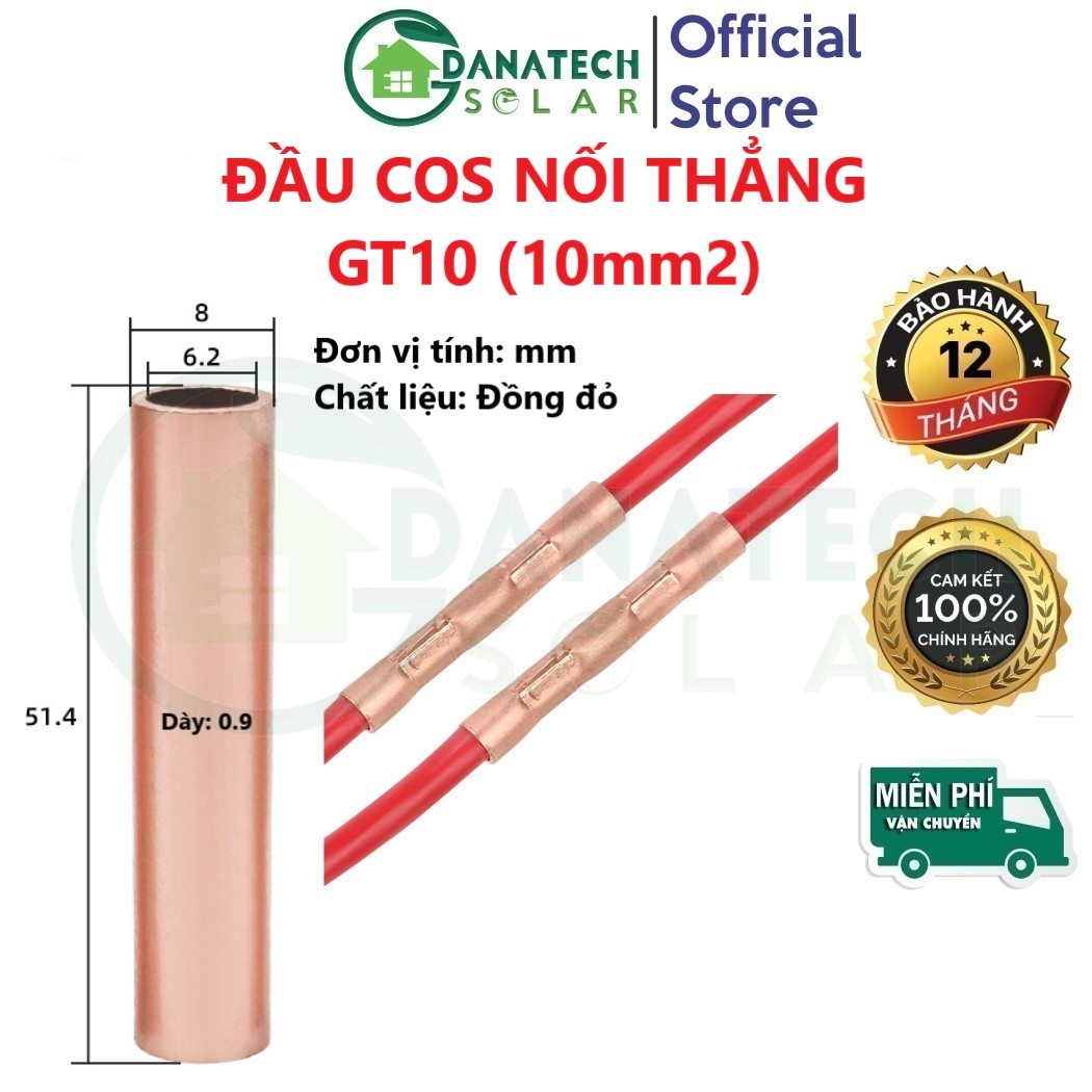 Đầu cos nối thẳng bằng đồng đỏ Đầu cos dây điện nối thẳng đầu cốt (cosse) ống đồng bấm dây