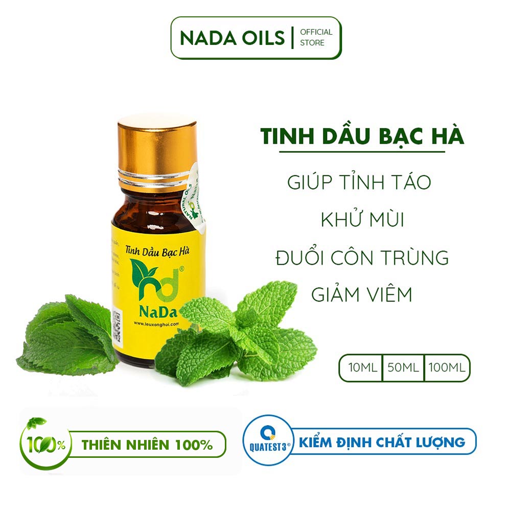 [Hcm]Tinh Dầu Bạc Hà Nguyên Chất Nada | Kiểm Định Qt3 | Giúp Tỉnh Táo Khử Mùi Đuổi Côn Trùng