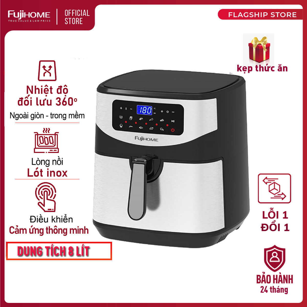 Nồi chiên không dầu 12L điện tử Nhập Khẩu Nhật Bản FUJIHOME tự ngắt điện Nồi chiên không khí 12 lít 