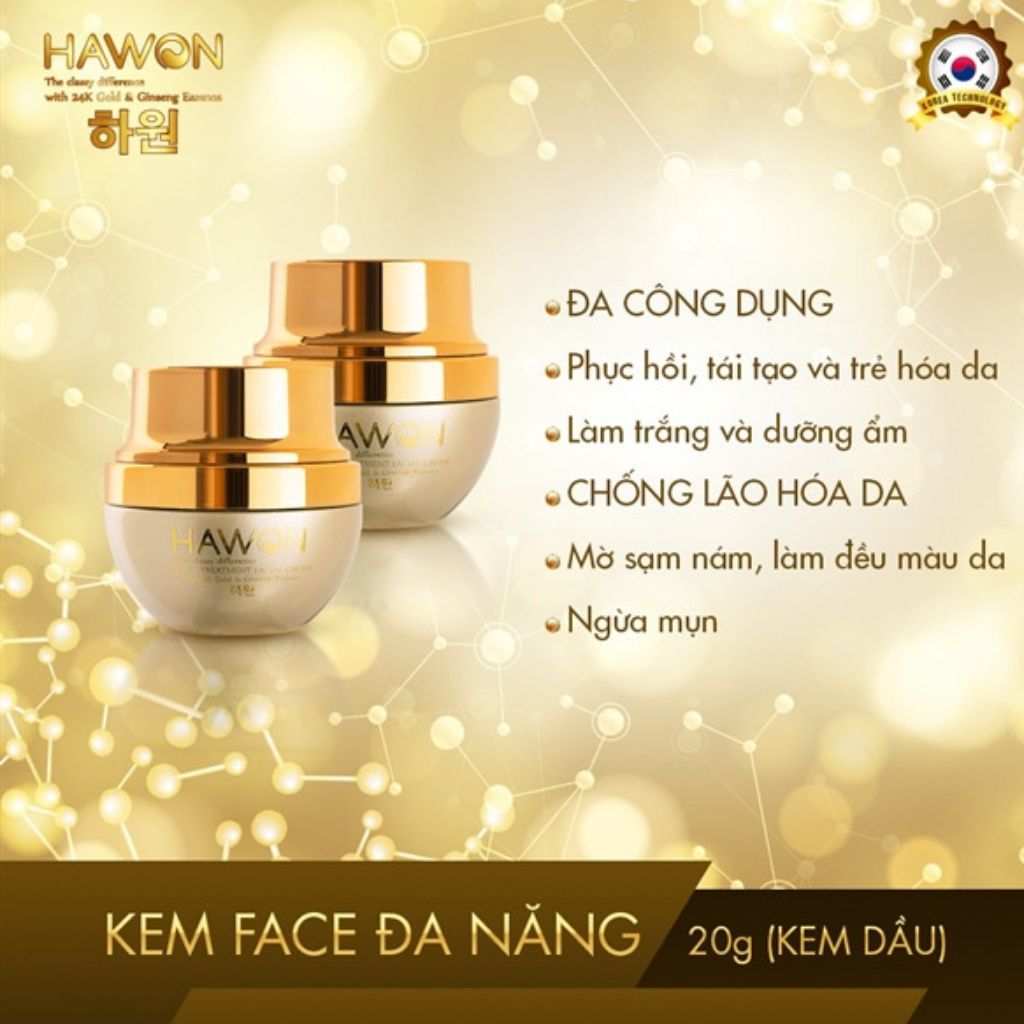 Kem Face Đa Năng Tinh Chất Vàng Và Nhân Sâm Hawon 20Gr (Dầu) - Hàng Chính Hãng