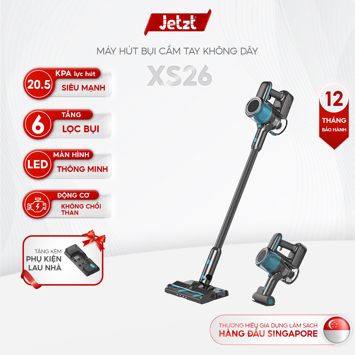 Máy hút bụi cầm tay không dây JETZT XS26 - Thiết kế nhỏ gọn, hiệu suất cao