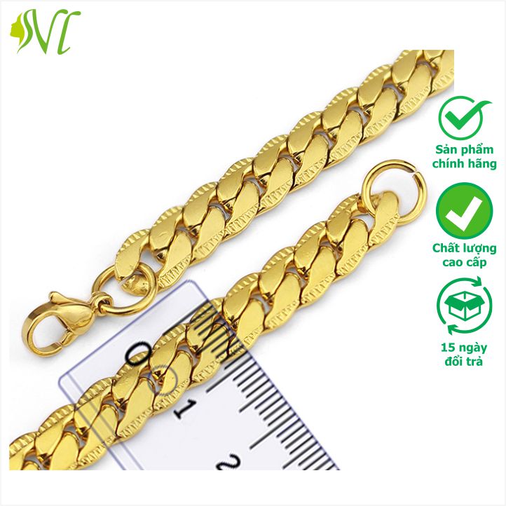Dây chuyền nam cao cấp titan mạ vàng 24k dài 60 cm dạng dẹp không đen dị ứng  xài nước tốt - Người Đ
