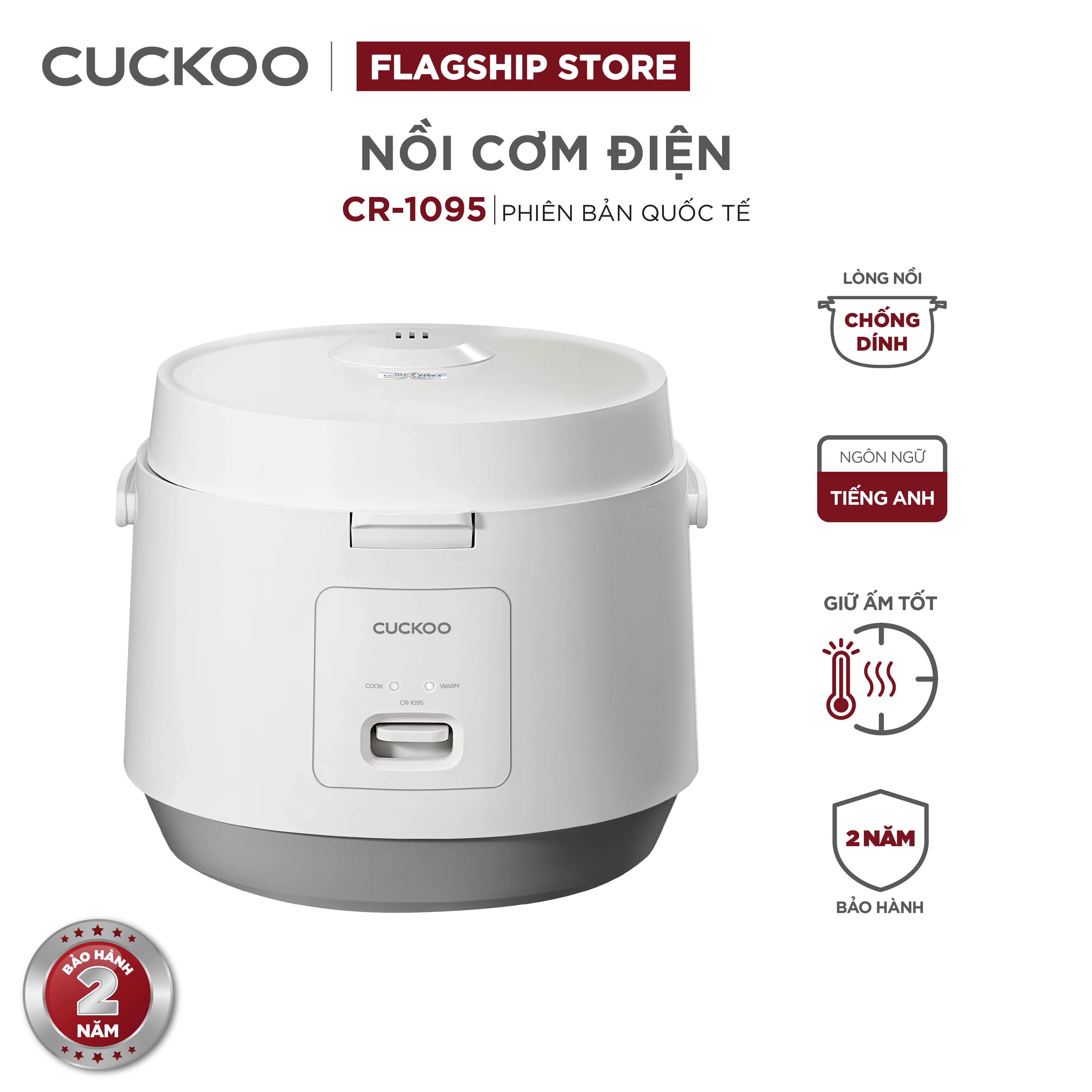 Nồi cơm điện Cuckoo 1.8L CR-1095 màu trắng- Công nghệ nhiệt 3D - bản quốc tế tiếng Anh - Hàng chính hãng Cuckoo Việt Nam