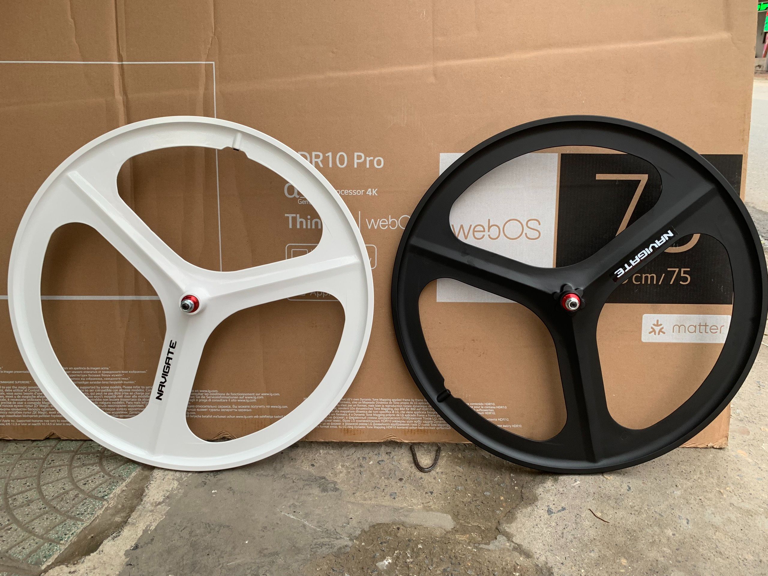 Bộ Vành Mâm 3 Đao Navigate Dành Cho Xe Đạp Fixed Gear Kích Cỡ 700c Hàng Nhôm Cao Cấp Chính Hãng