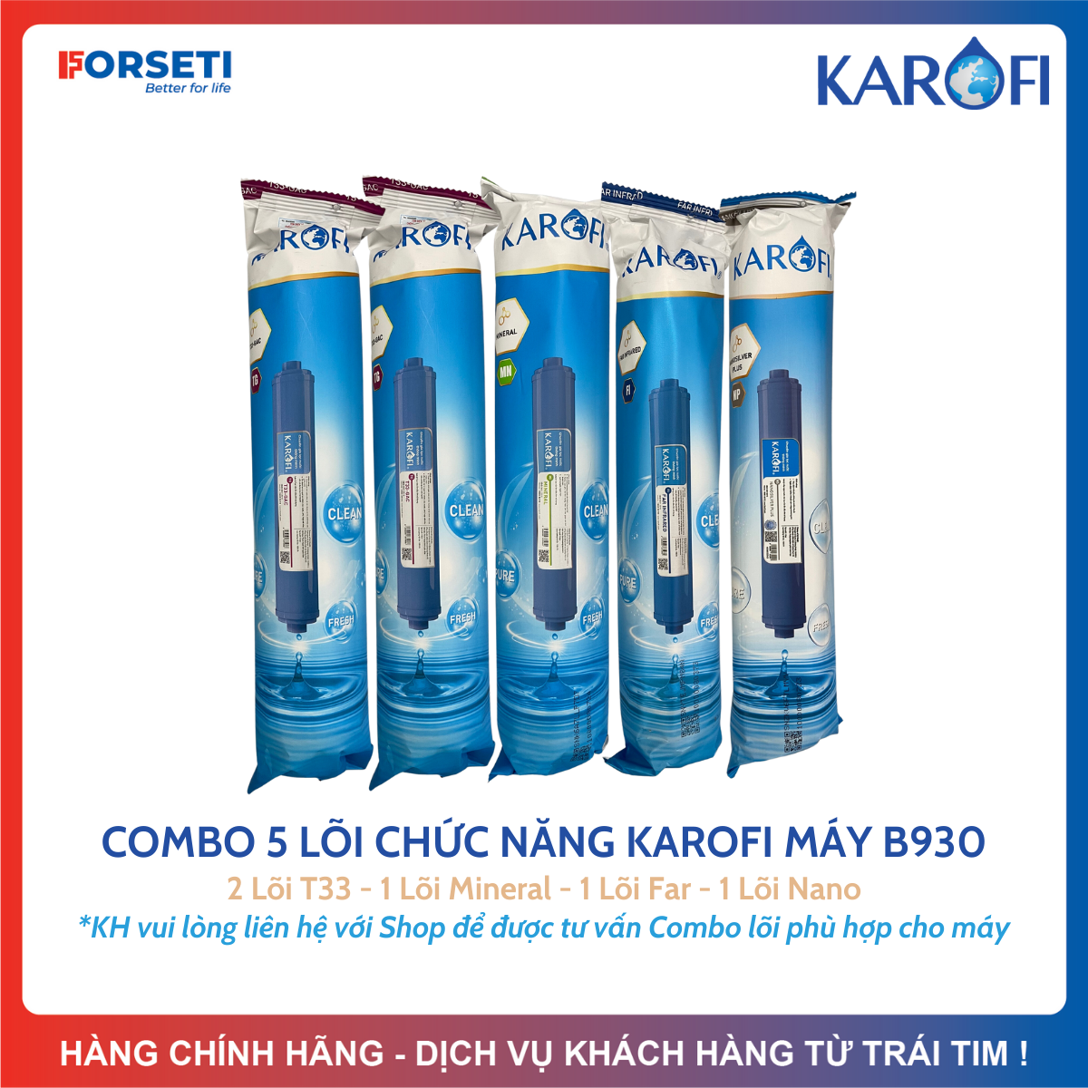 Combo 9 lõi lọc nước Karofi chính hãng dùng cho máy lọc nước Karofi B930 N-e239