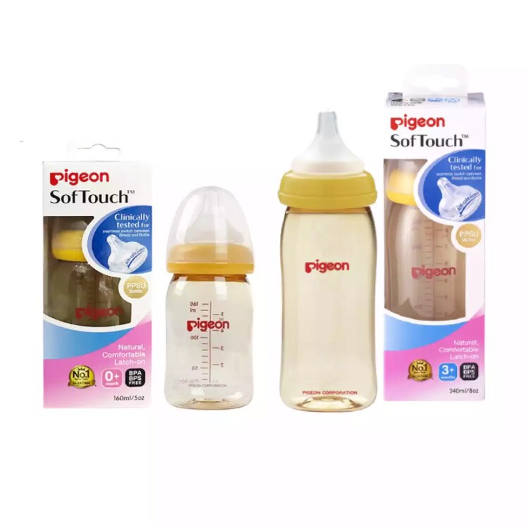 Bình sữa pigeon SofTouch nhập khẩu 160ml/240ml cho bé