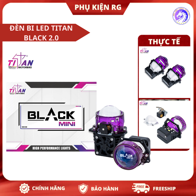 Đèn Bi Led TITAN Moto Black Mini 2.0 Len Tròn Bản V2 Bi Cầu Led Hàng Chính Hãng Bảo Hành 12 Tháng
