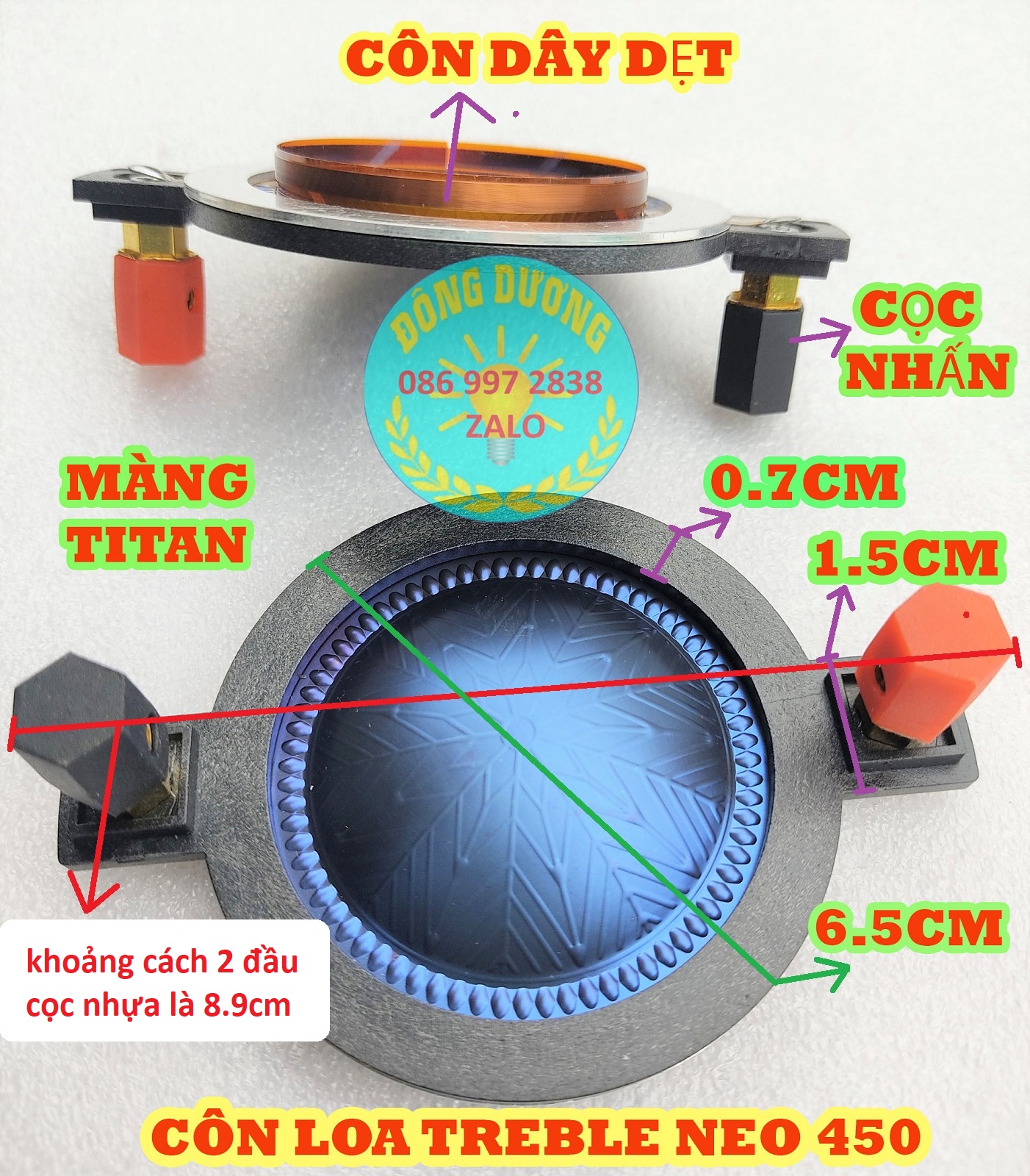 HÀNG NHẬP SỊN - COIL LOA TREBLE NEO 450 MÀNG TIAN CỌC NHẤN 6 CẠNH - CÔN TRÉP 450