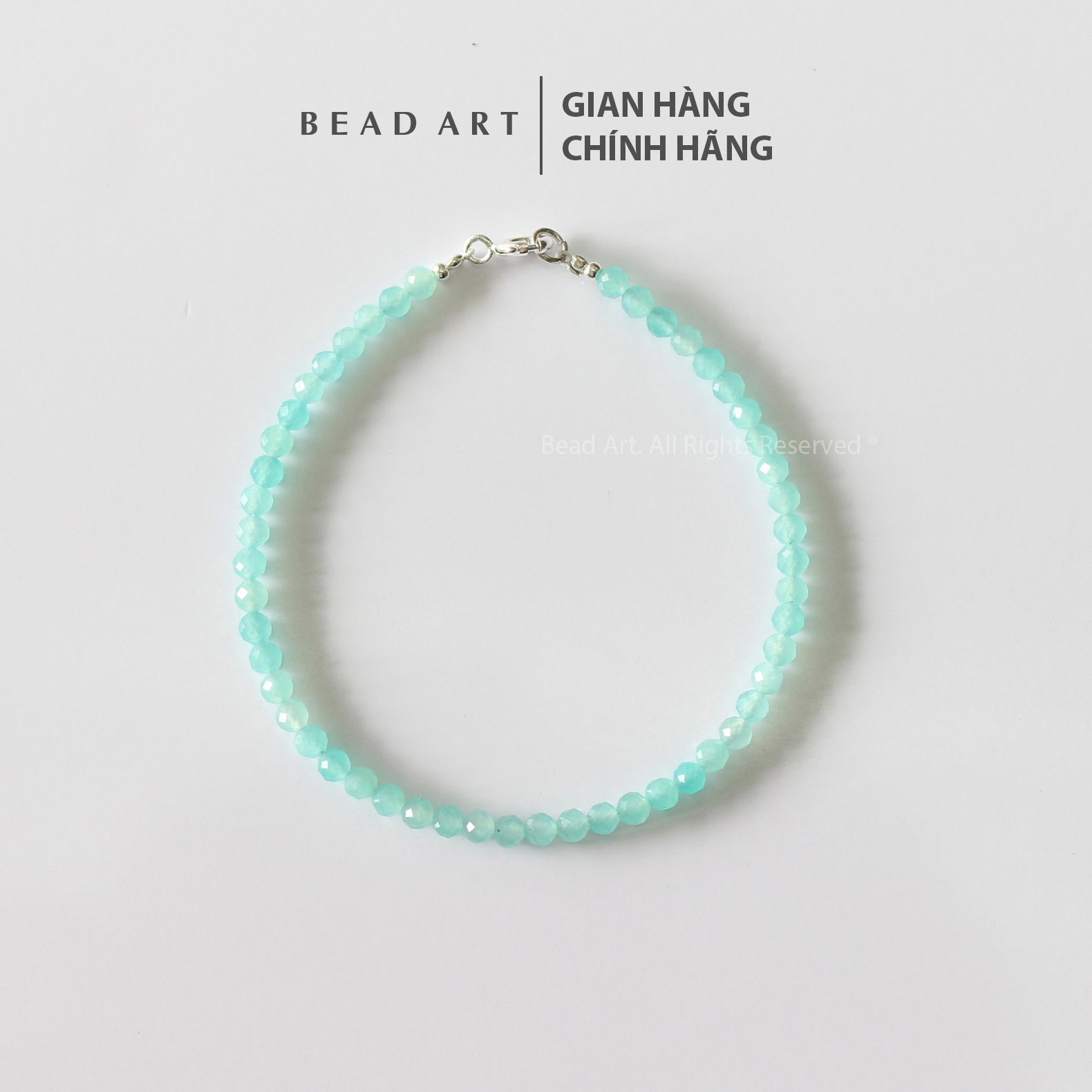 Vòng Tay 2.5MM Đá Thiên Hà Amazonite Xanh Ngọc Tự Nhiên Bạc 925 Thuỷ Mộc Vòng Tay Phong Thuỷ Lắc Tay