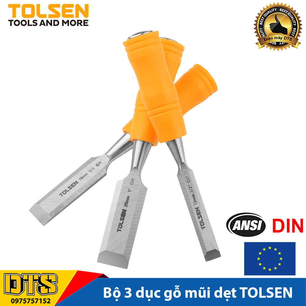 Bộ đục gỗ khắc gỗ tiện gỗ đa năng cầm tay 13-25mm HARDEN TOLSEN đục gỗ mũi dẹt thép hợp kim CR-V xử 