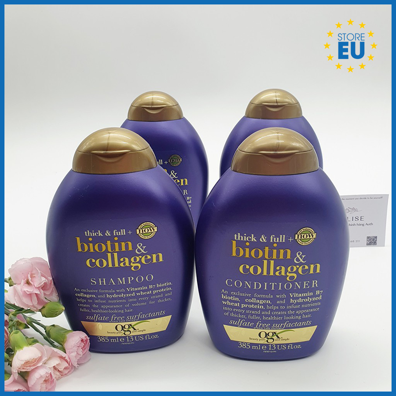 [Hàng Uk Chính Hãng] Cặp Dầu Gội Và Xả Biotin & Collagen Tím 385Ml Ngăn Ngừa Tóc Gãy Rụng