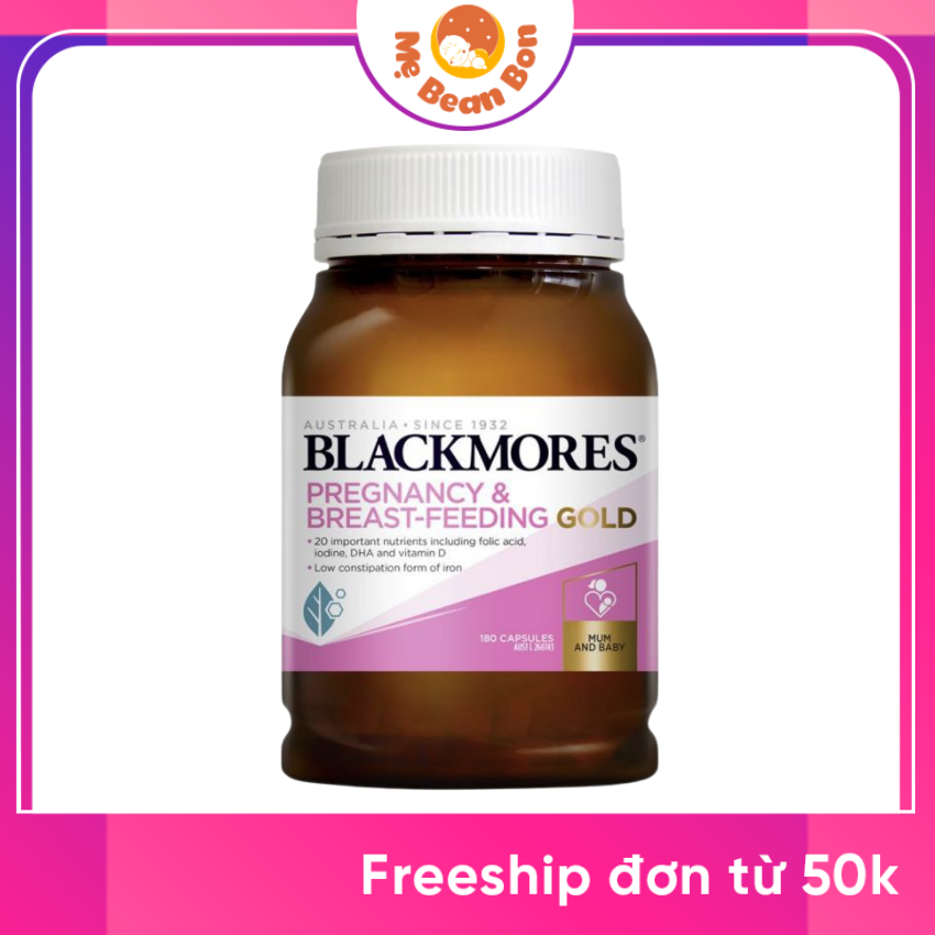 Vitamin tổng hợp bầu Blackmores Pregnancy &amp; Breast-Feeding Gold của Úc (180v) bổ sung dưỡng chất cho bà bầu và mẹ sau sinh Bao gồm 20 Vitamin và khoáng chất thiết yếu như Axit Folic DHA Axit béo Omega-3