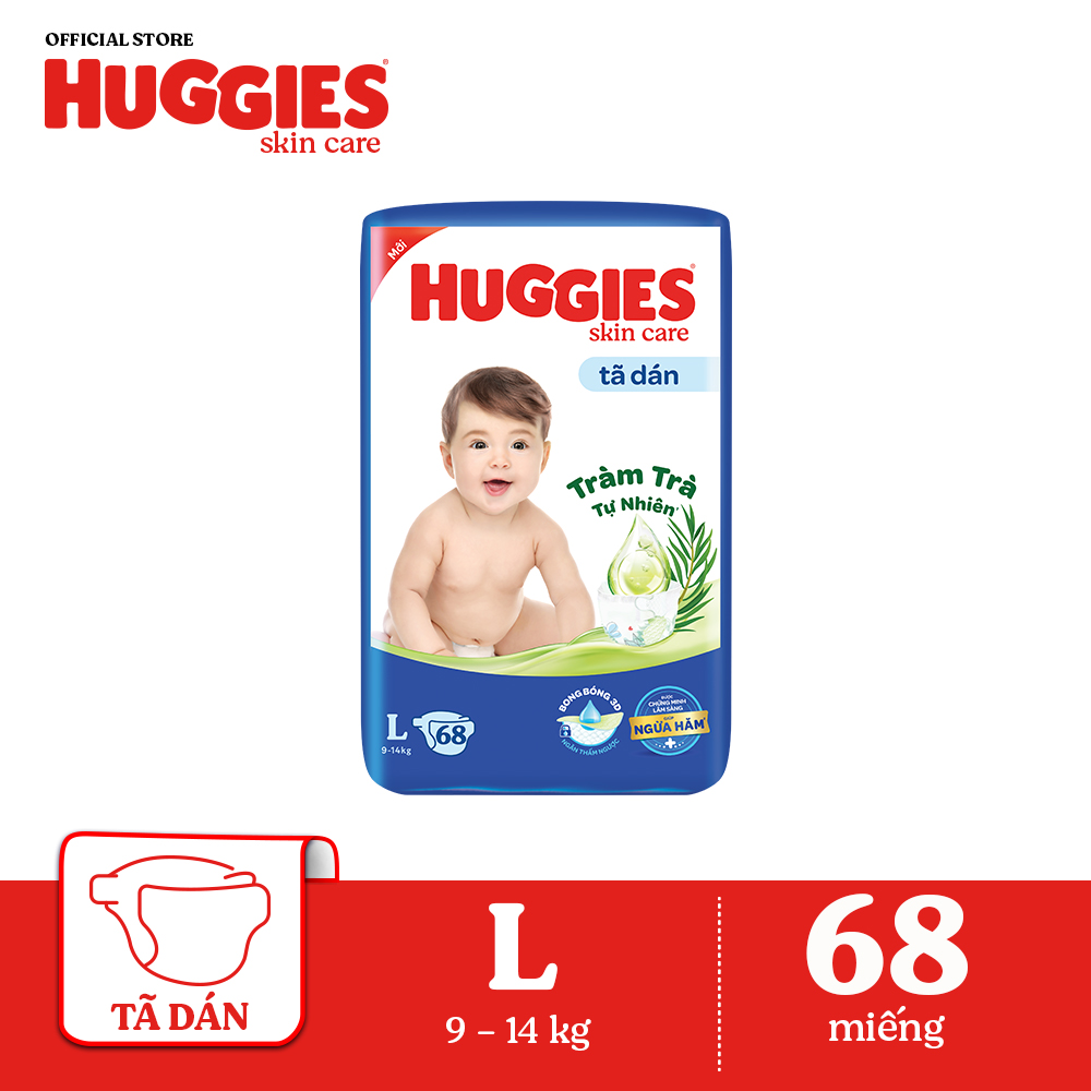 [30.7 GIẢM THÊM 90K] Tã dán Huggies Skincare Super Jumbo L68