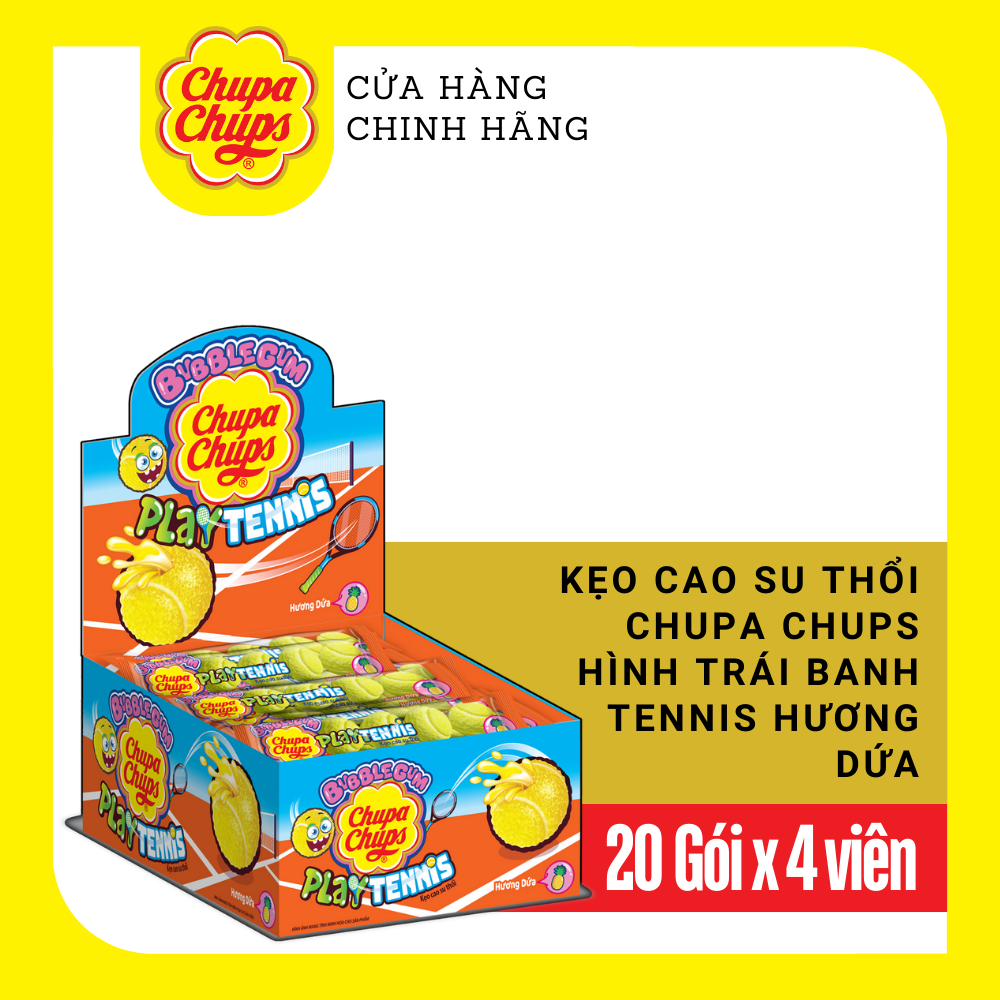 Hộp Kẹo cao su gum thổi có nhân bên trong Chupa Chups Big Babol hình dáng Dưa Hấu Trái banh Tennis h